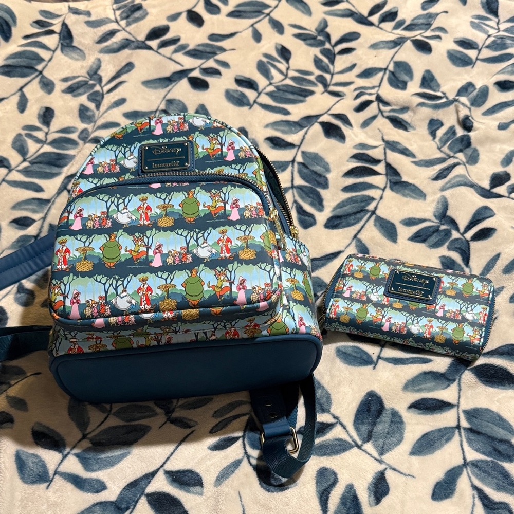 Disney Loungefly Robin Hood Backpack and Wallet